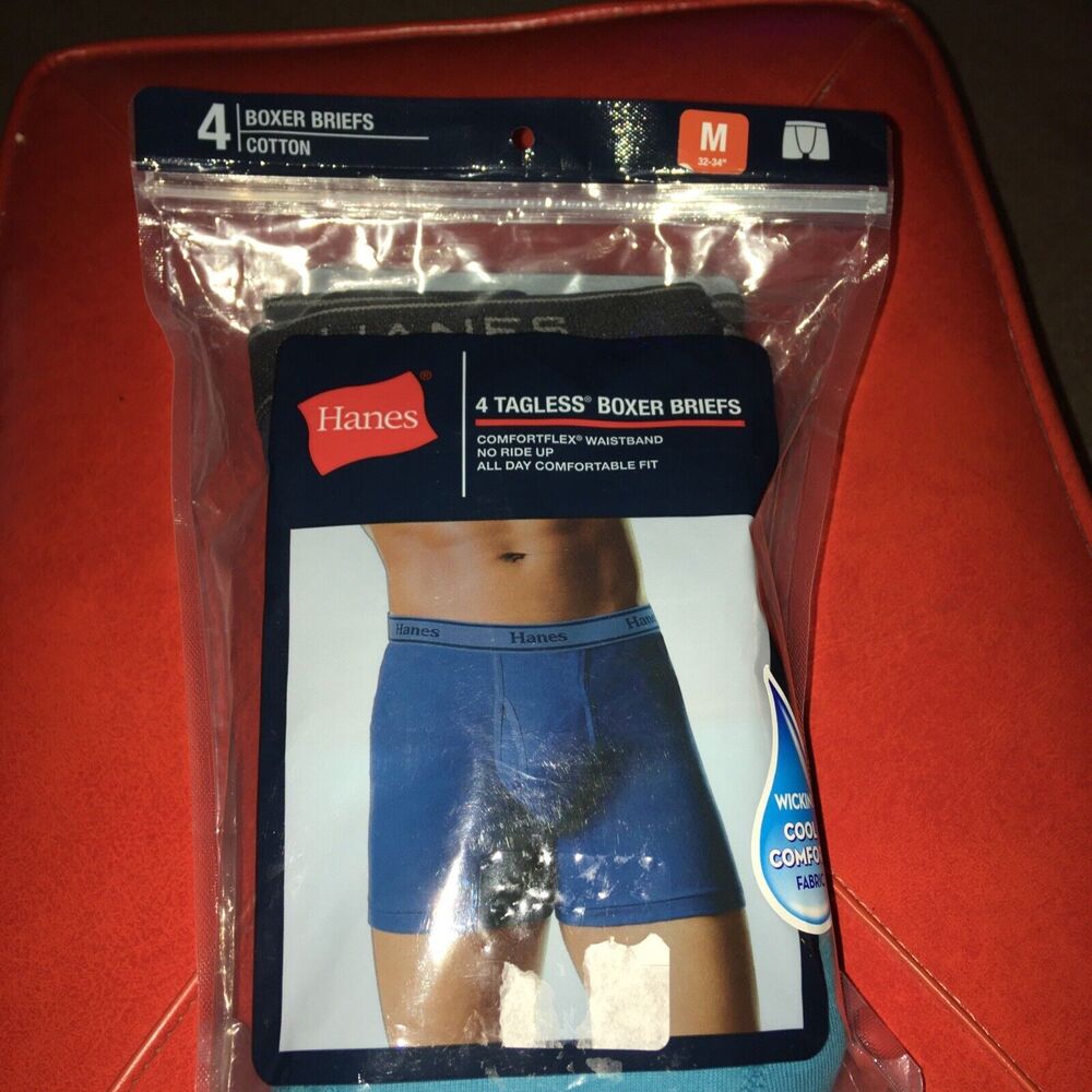 New (4) Pack Hanes Men’s Comfort-flex Tagless Boxer Briefs - Size M - MultiColor